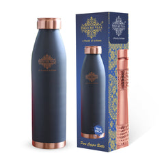 Pure Copper Bottle with Lacquer Coated Silk Finish Design, 900 ML