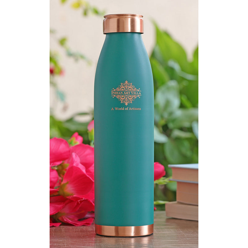 Pure Copper Bottle with Lacquer Coated Silk Finish Design, 900 ML