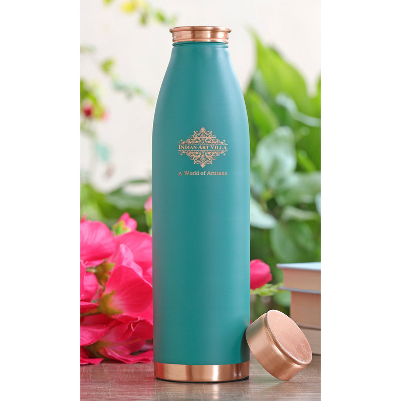 Pure Copper Bottle with Lacquer Coated Silk Finish Design, 900 ML