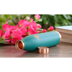 Pure Copper Bottle with Lacquer Coated Silk Finish Design, 900 ML