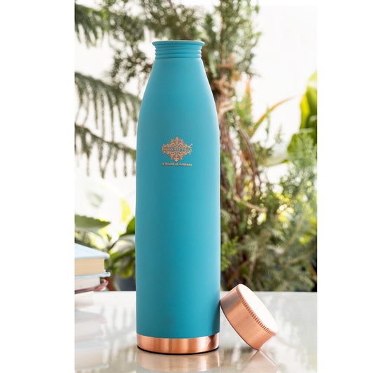Pure Copper Bottle with Lacquer Coated Silk Finish Design, 900 ML