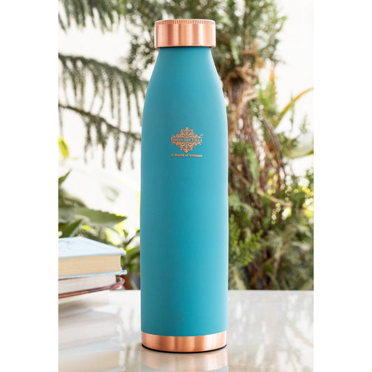 Pure Copper Bottle with Lacquer Coated Silk Finish Design, 900 ML