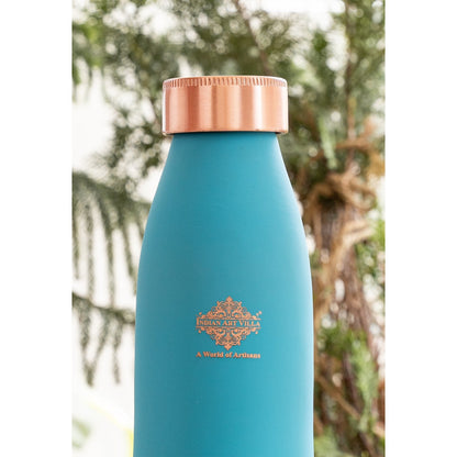 Pure Copper Bottle with Lacquer Coated Silk Finish Design, 900 ML