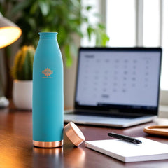 Pure Copper Bottle with Lacquer Coated Silk Finish Design, 900 ML