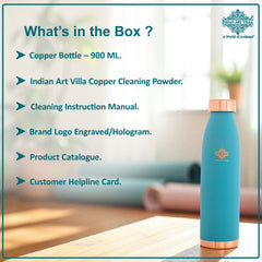 Pure Copper Bottle with Lacquer Coated Silk Finish Design, 900 ML