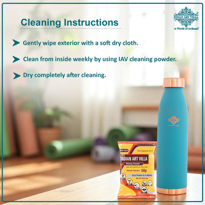 Pure Copper Bottle with Lacquer Coated Silk Finish Design, 900 ML