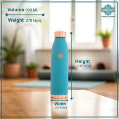 Pure Copper Bottle with Lacquer Coated Silk Finish Design, 900 ML
