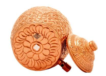 Pure Copper Water Pot, Embossed Design, Dispenser Pot Matka, Storage water, Gold