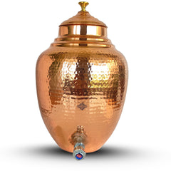 Pure Copper Water Hammered Design Dispenser Pot Matka 8.5 Ltr