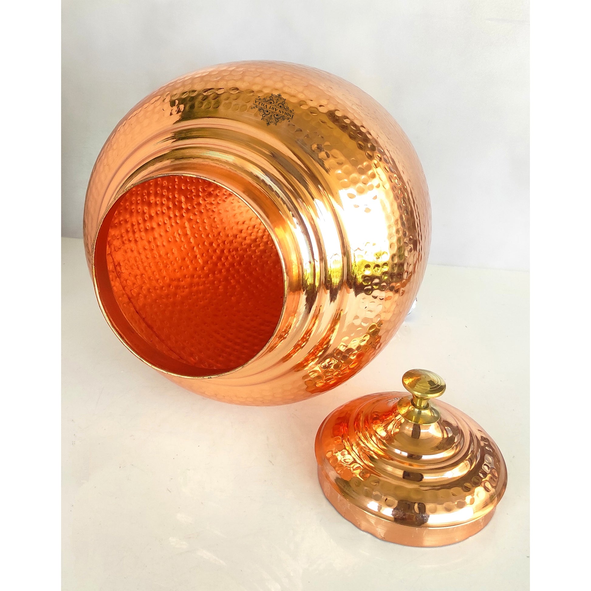 Pure Copper Water Hammered Design Dispenser Pot Matka 8.5 Ltr