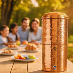 Pure Copper Hammered Design Filter Water Dispenser With Candle Inside
