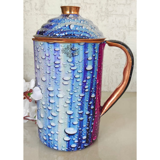 Pure Copper Multicolor Stone Pebble Printed Lacquer Coated Jugs, Pitchers Serveware, Drinkware