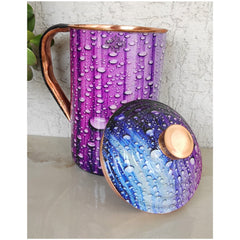 Pure Copper Multicolor Stone Pebble Printed Lacquer Coated Jugs, Pitchers Serveware, Drinkware