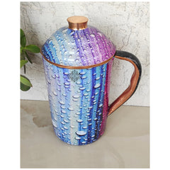 Pure Copper Multicolor Stone Pebble Printed Lacquer Coated Jugs, Pitchers Serveware, Drinkware