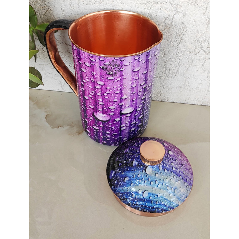 Pure Copper Multicolor Stone Pebble Printed Lacquer Coated Jugs, Pitchers Serveware, Drinkware