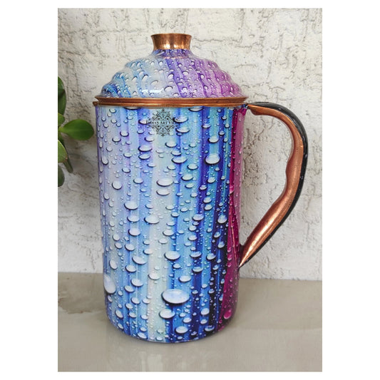 Pure Copper Multicolor Stone Pebble Printed Lacquer Coated Jugs, Pitchers Serveware, Drinkware