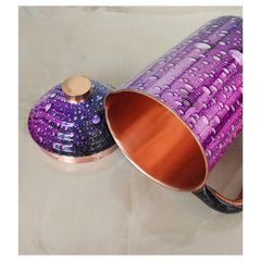 Pure Copper Multicolor Stone Pebble Printed Lacquer Coated Jugs, Pitchers Serveware, Drinkware