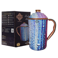 Pure Copper Multicolor Stone Pebble Printed Lacquer Coated Jugs, Pitchers Serveware, Drinkware
