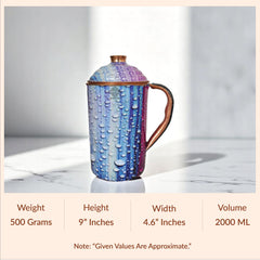 Pure Copper Multicolor Stone Pebble Printed Lacquer Coated Jugs, Pitchers Serveware, Drinkware