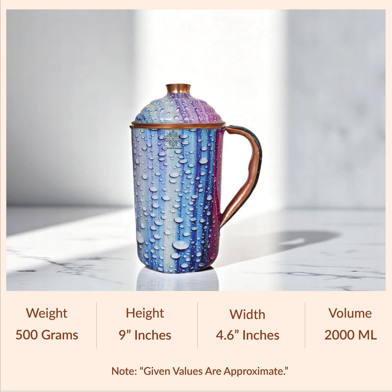 Pure Copper Multicolor Stone Pebble Printed Lacquer Coated Jugs, Pitchers Serveware, Drinkware