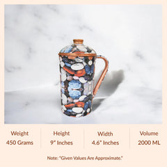 Pure Copper Multicolor Stone Pebble Printed Lacquer Coated Jugs, Pitchers Serveware, Drinkware