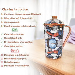 Pure Copper Multicolor Stone Pebble Printed Lacquer Coated Jugs, Pitchers Serveware, Drinkware