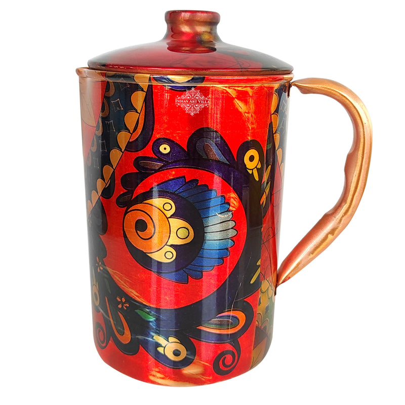 Pure Copper Multicolor Stone Pebble Printed Lacquer Coated Jugs, Pitchers Serveware, Drinkware