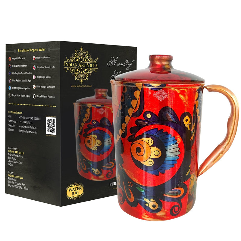 Pure Copper Multicolor Stone Pebble Printed Lacquer Coated Jugs, Pitchers Serveware, Drinkware