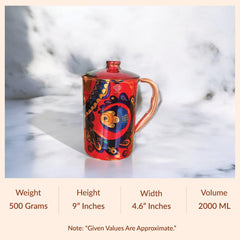 Pure Copper Multicolor Stone Pebble Printed Lacquer Coated Jugs, Pitchers Serveware, Drinkware