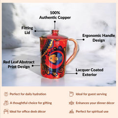 Pure Copper Multicolor Stone Pebble Printed Lacquer Coated Jugs, Pitchers Serveware, Drinkware