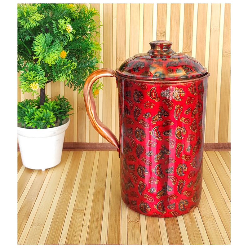Pure Copper Multicolor Stone Pebble Printed Lacquer Coated Jugs, Pitchers Serveware, Drinkware