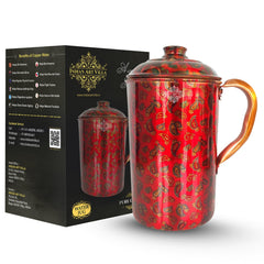 Pure Copper Multicolor Stone Pebble Printed Lacquer Coated Jugs, Pitchers Serveware, Drinkware