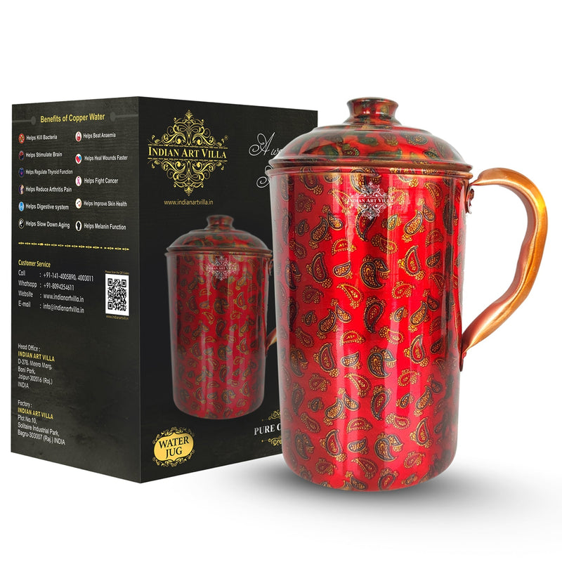 Pure Copper Multicolor Stone Pebble Printed Lacquer Coated Jugs, Pitchers Serveware, Drinkware
