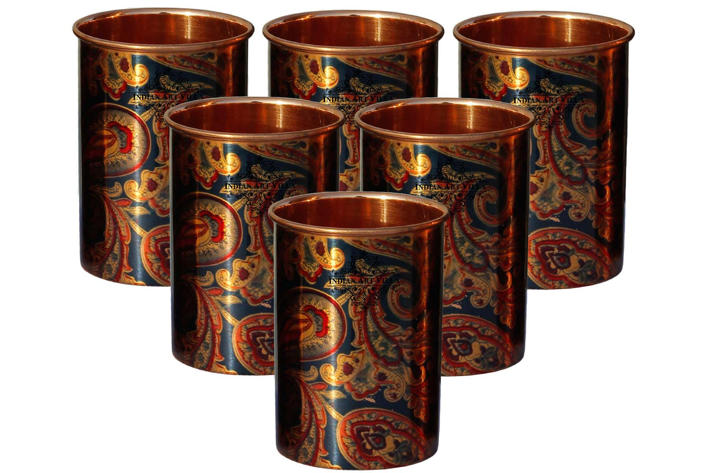 Pure Copper Printed Design Glass - 275 ML