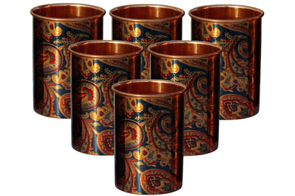 Pure Copper Printed Design Glass - 275 ML