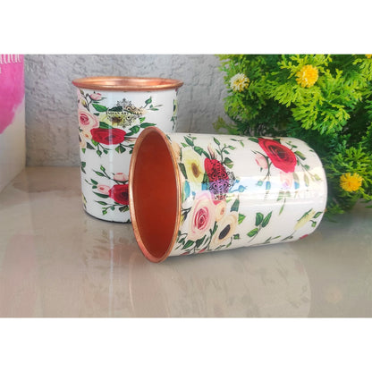 Pure Copper Printed Design Glass - 275 ML
