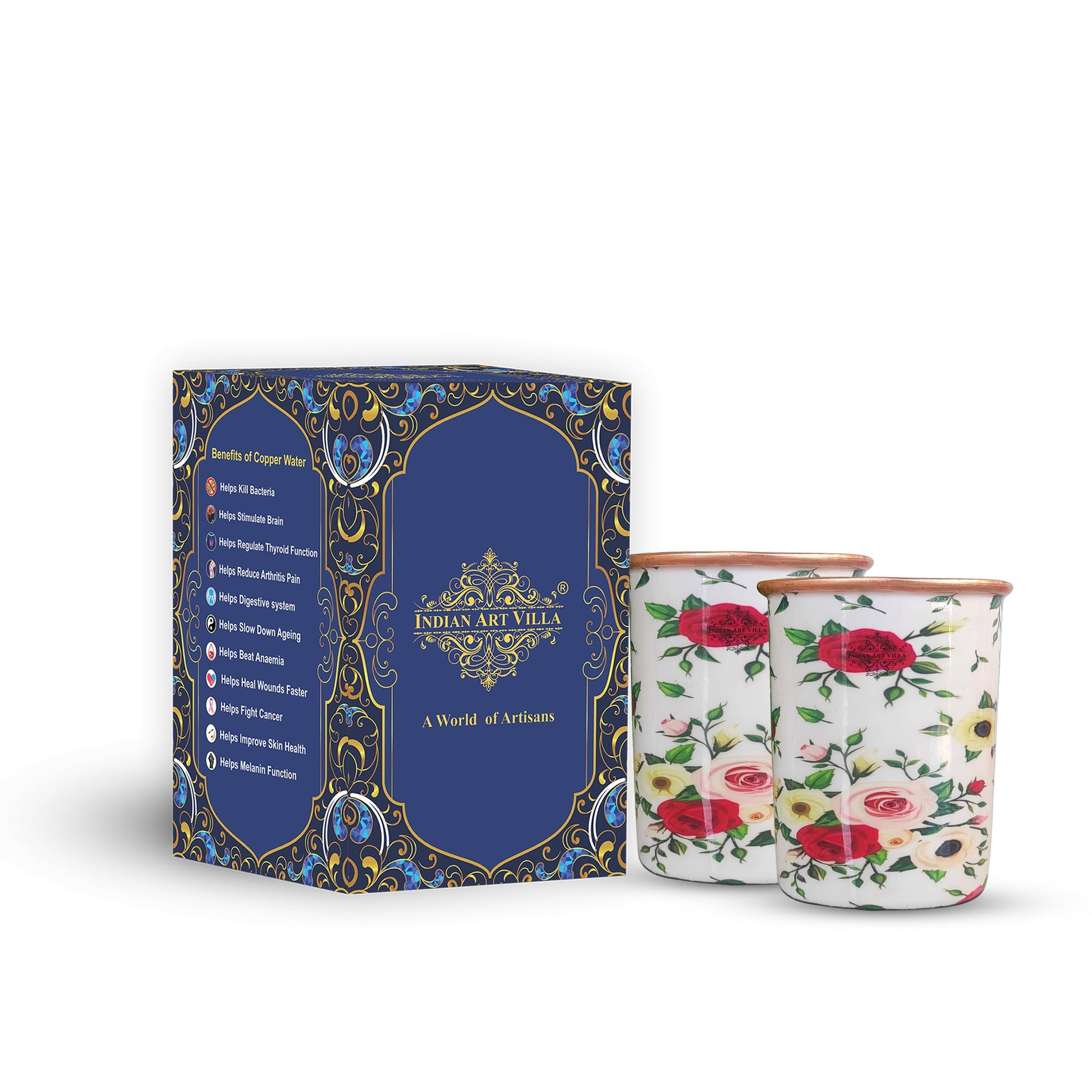 Pure Copper Printed Design Glass - 275 ML