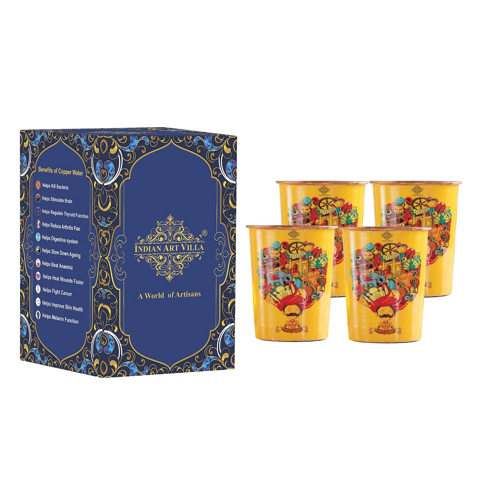 Pure Copper Glass Rajasthani Meena "Padharo Mhare Desh" Printed Theme