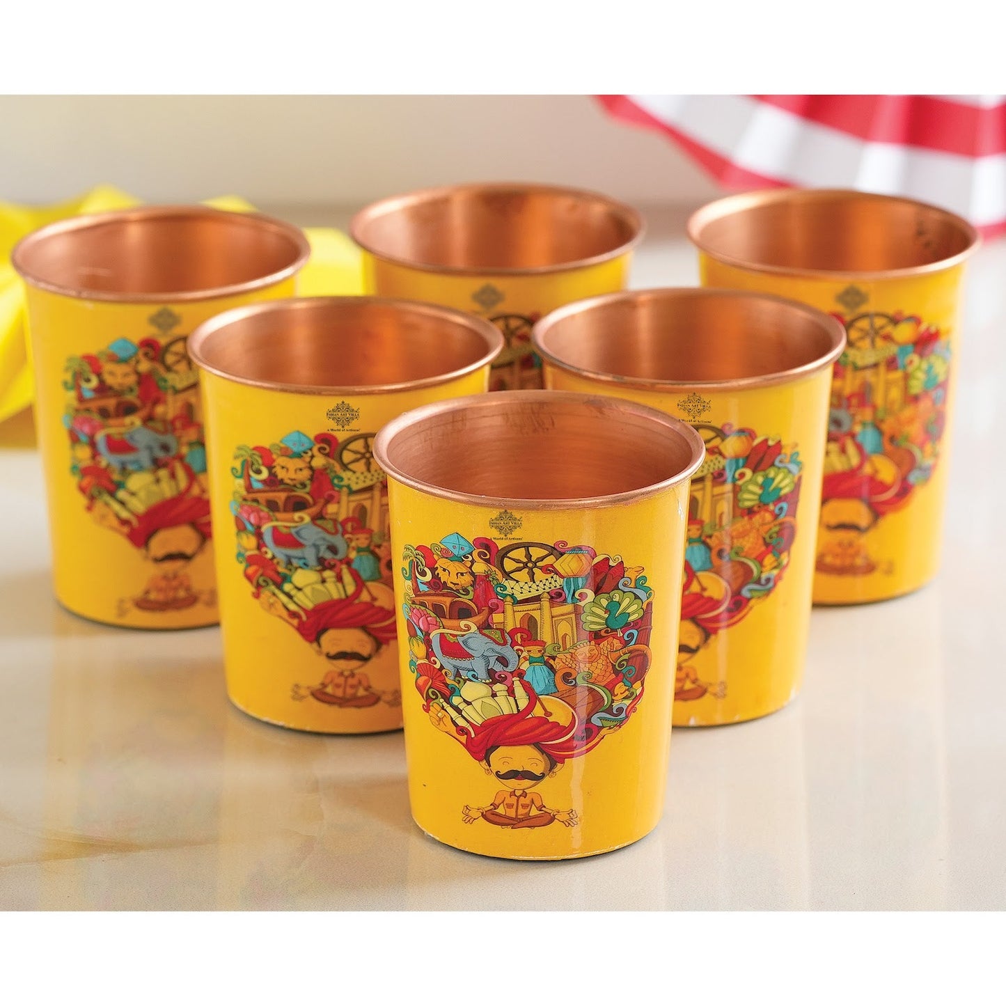 Pure Copper Glass Rajasthani Meena "Padharo Mhare Desh" Printed Theme