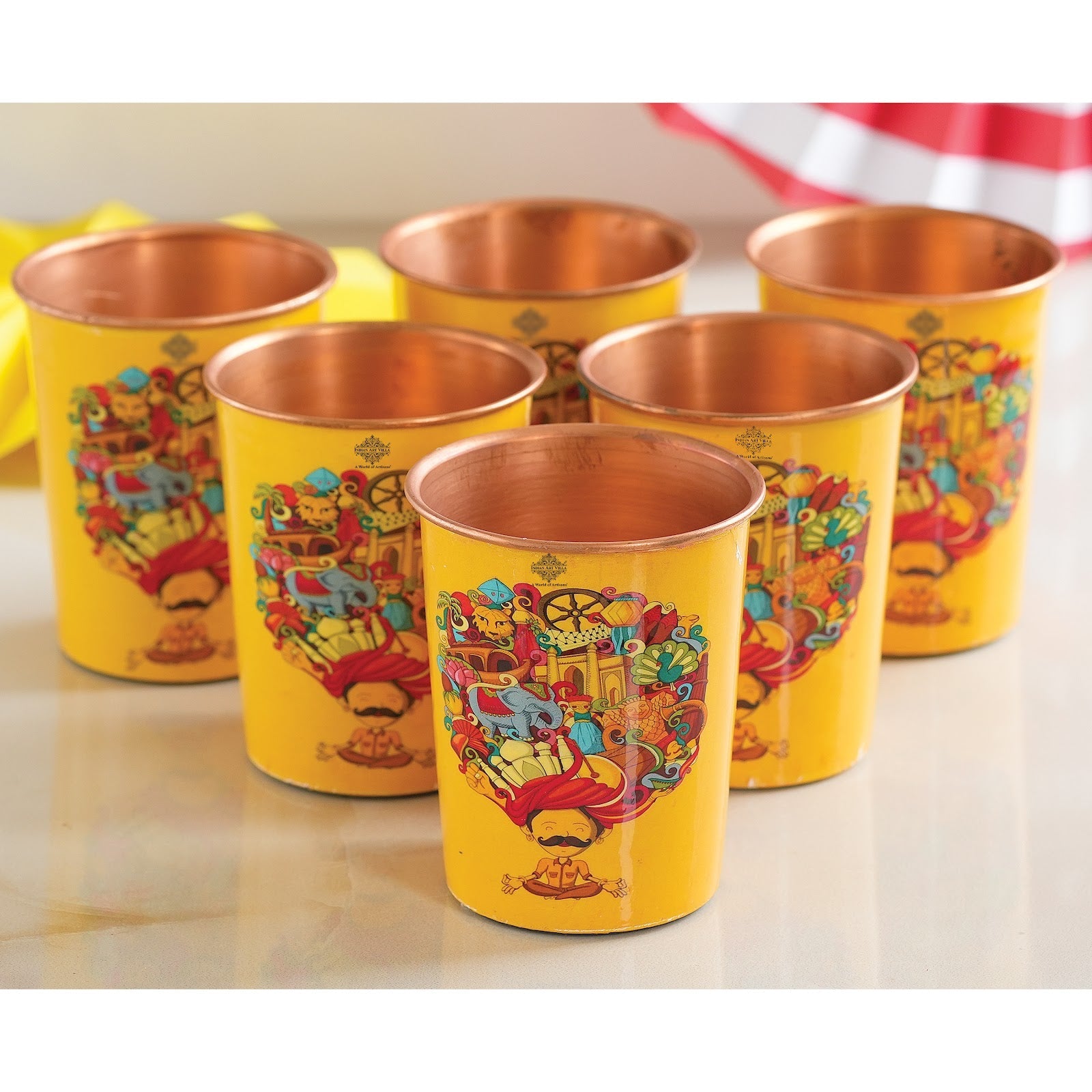 Pure Copper Glass Rajasthani Meena "Padharo Mhare Desh" Printed Theme