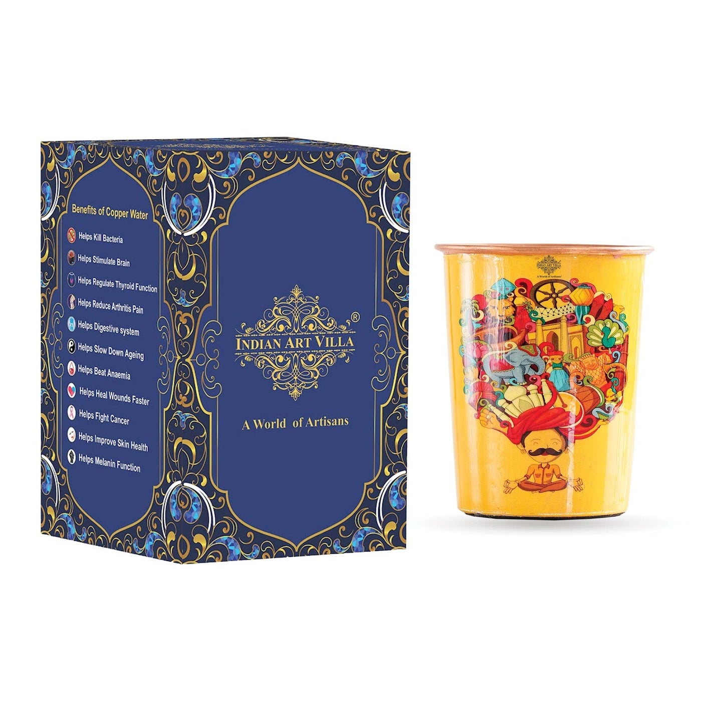 Pure Copper Glass Rajasthani Meena "Padharo Mhare Desh" Printed Theme