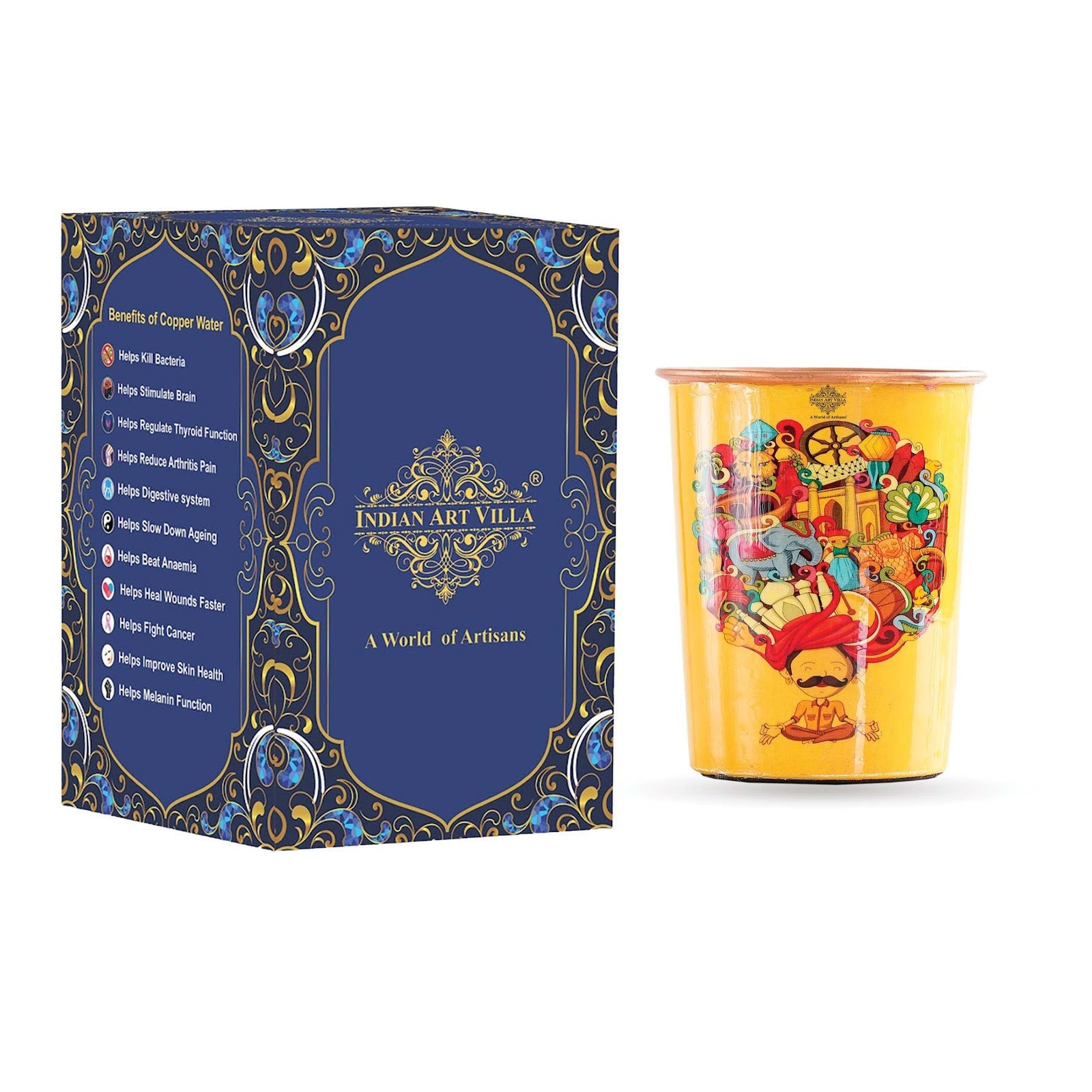 Pure Copper Glass Rajasthani Meena "Padharo Mhare Desh" Printed Theme