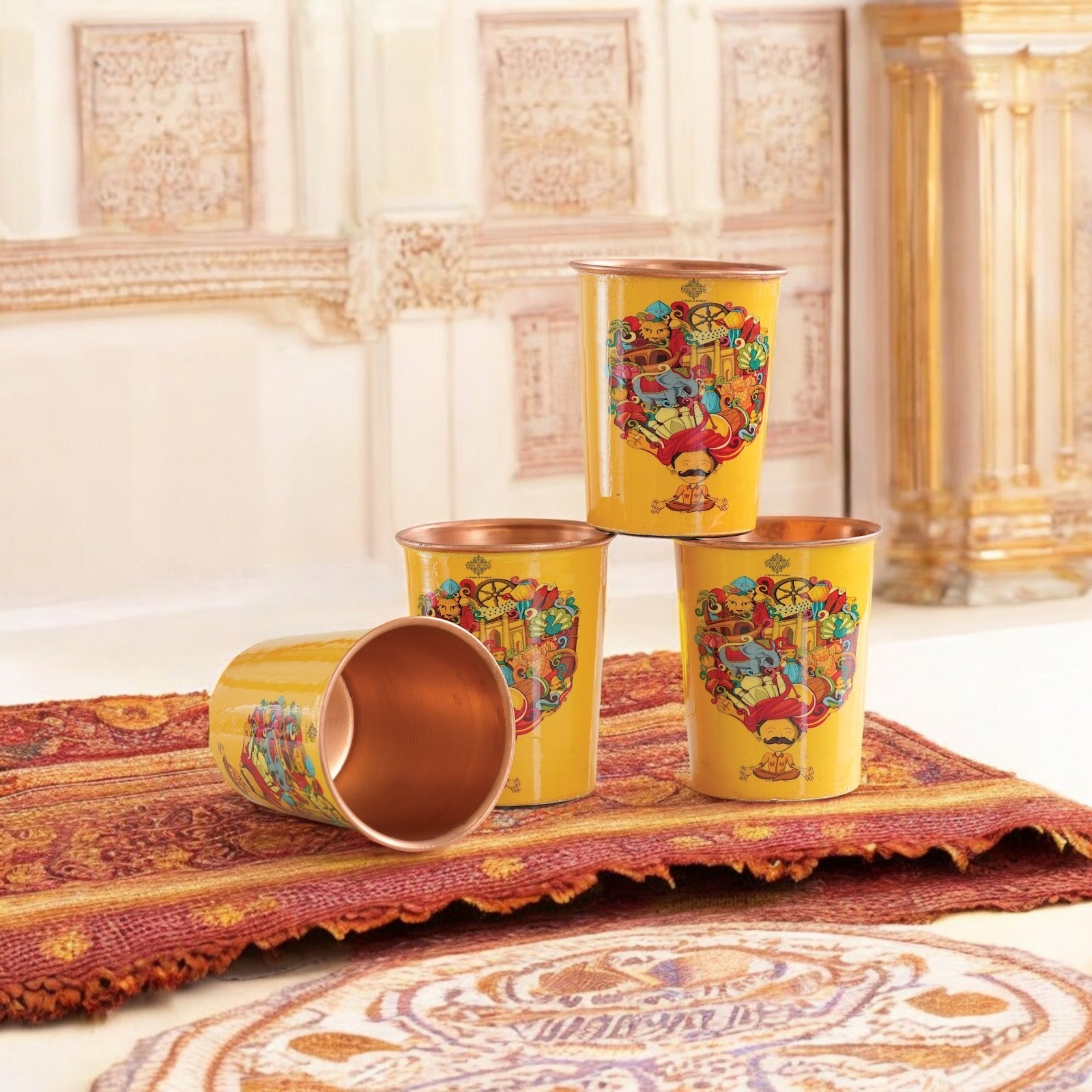 Pure Copper Glass Rajasthani Meena "Padharo Mhare Desh" Printed Theme