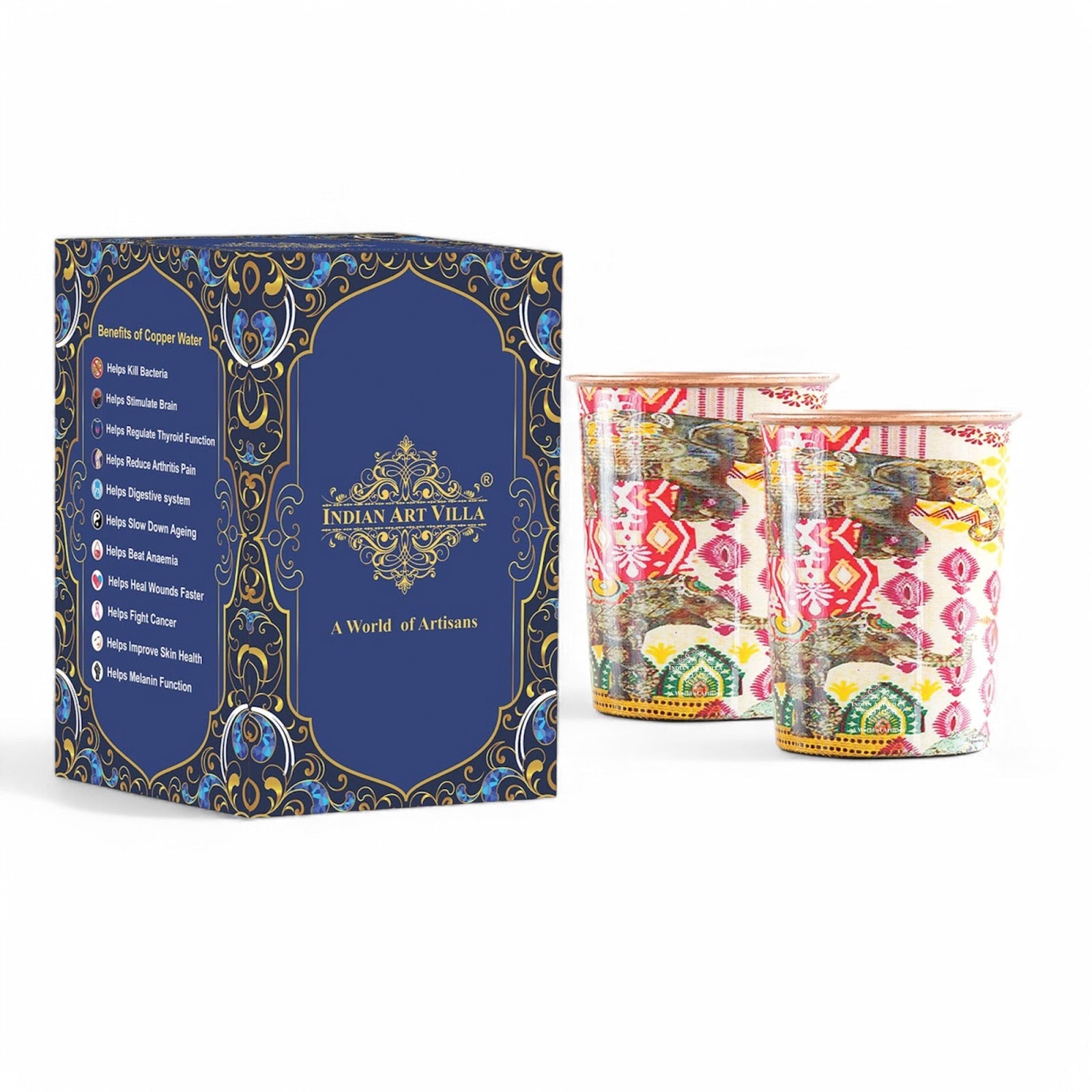 Pure Copper Glass Rajasthani Meena "Padharo Mhare Desh" Printed Theme