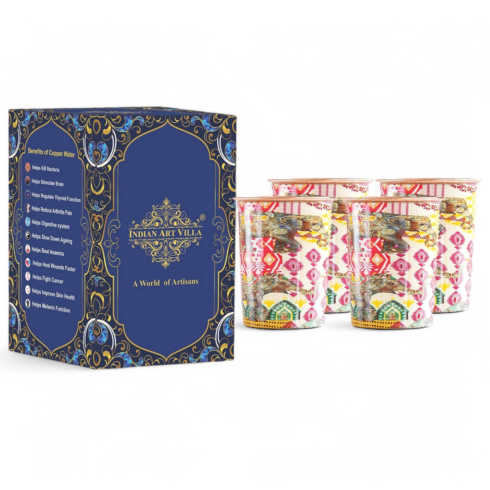 Pure Copper Glass Rajasthani Meena "Padharo Mhare Desh" Printed Theme