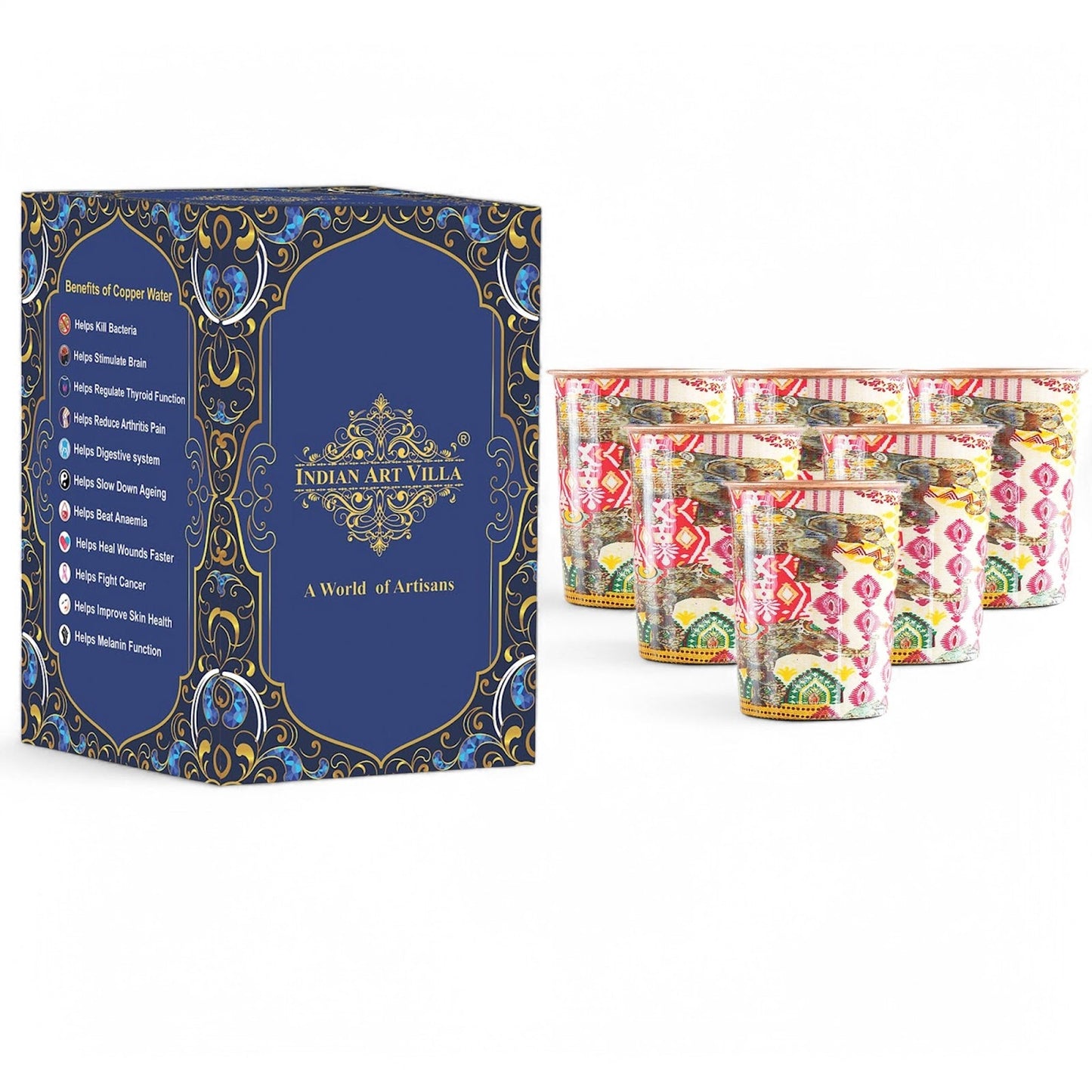 Pure Copper Glass Rajasthani Meena "Padharo Mhare Desh" Printed Theme