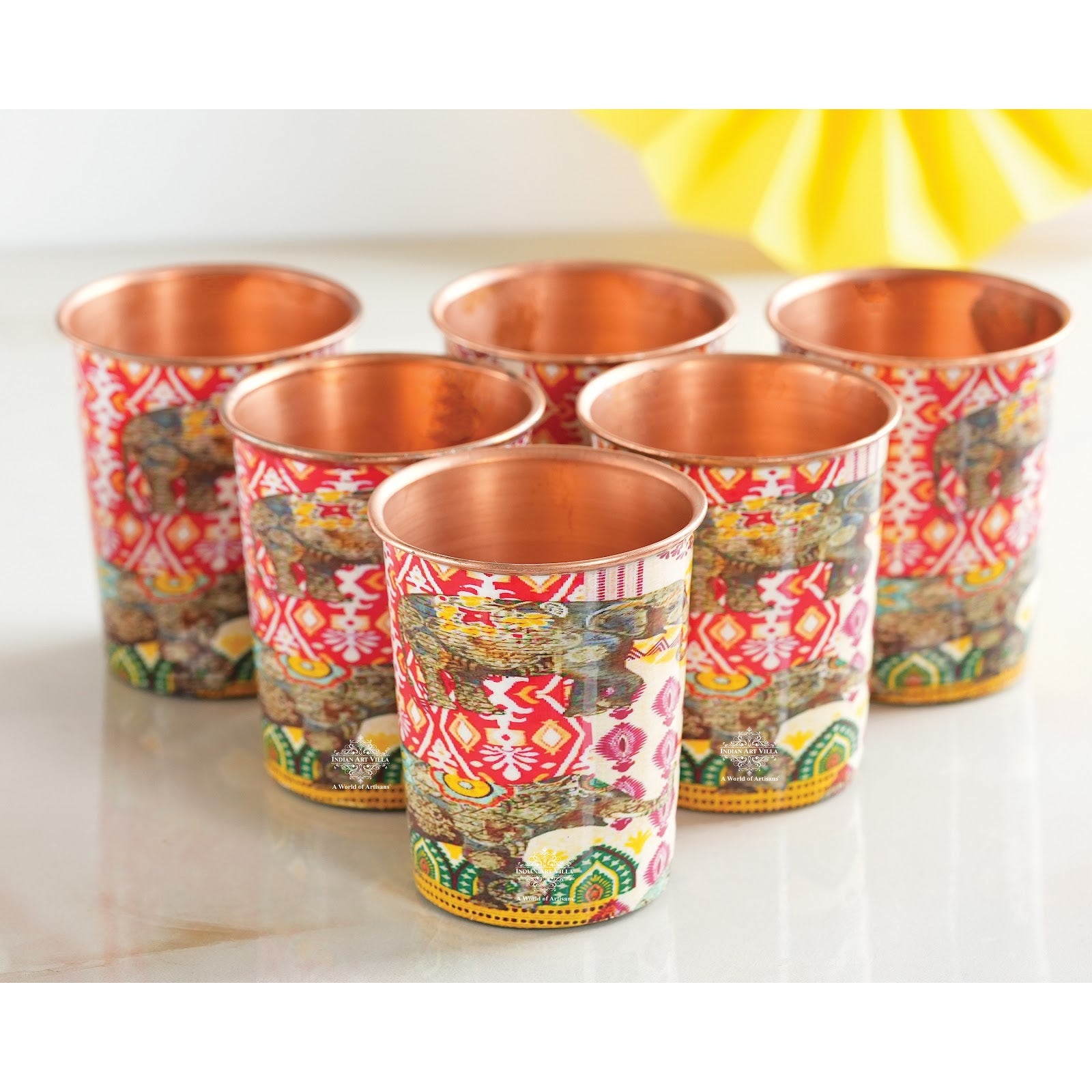 Pure Copper Glass Rajasthani Meena "Padharo Mhare Desh" Printed Theme