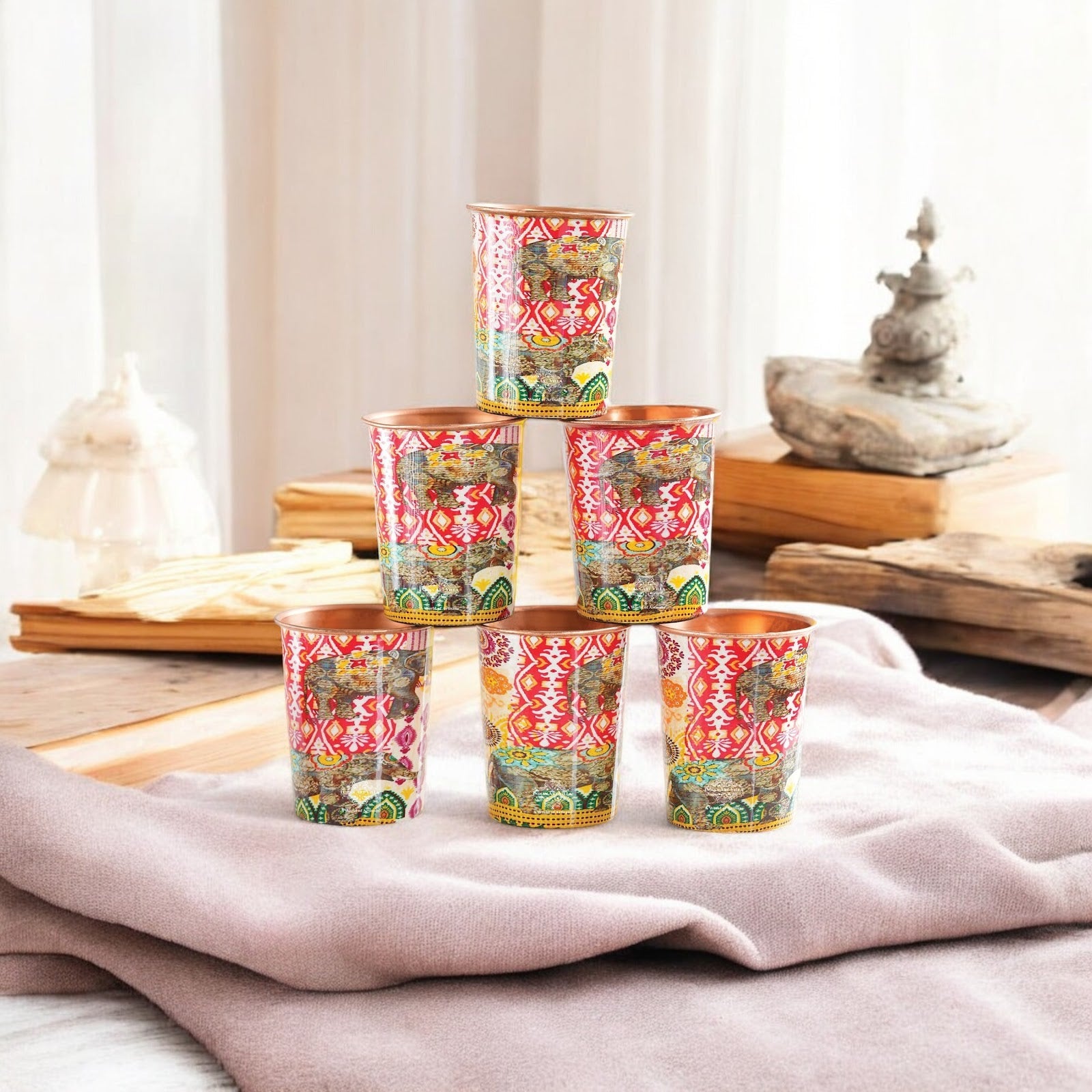 Pure Copper Glass Rajasthani Meena "Padharo Mhare Desh" Printed Theme