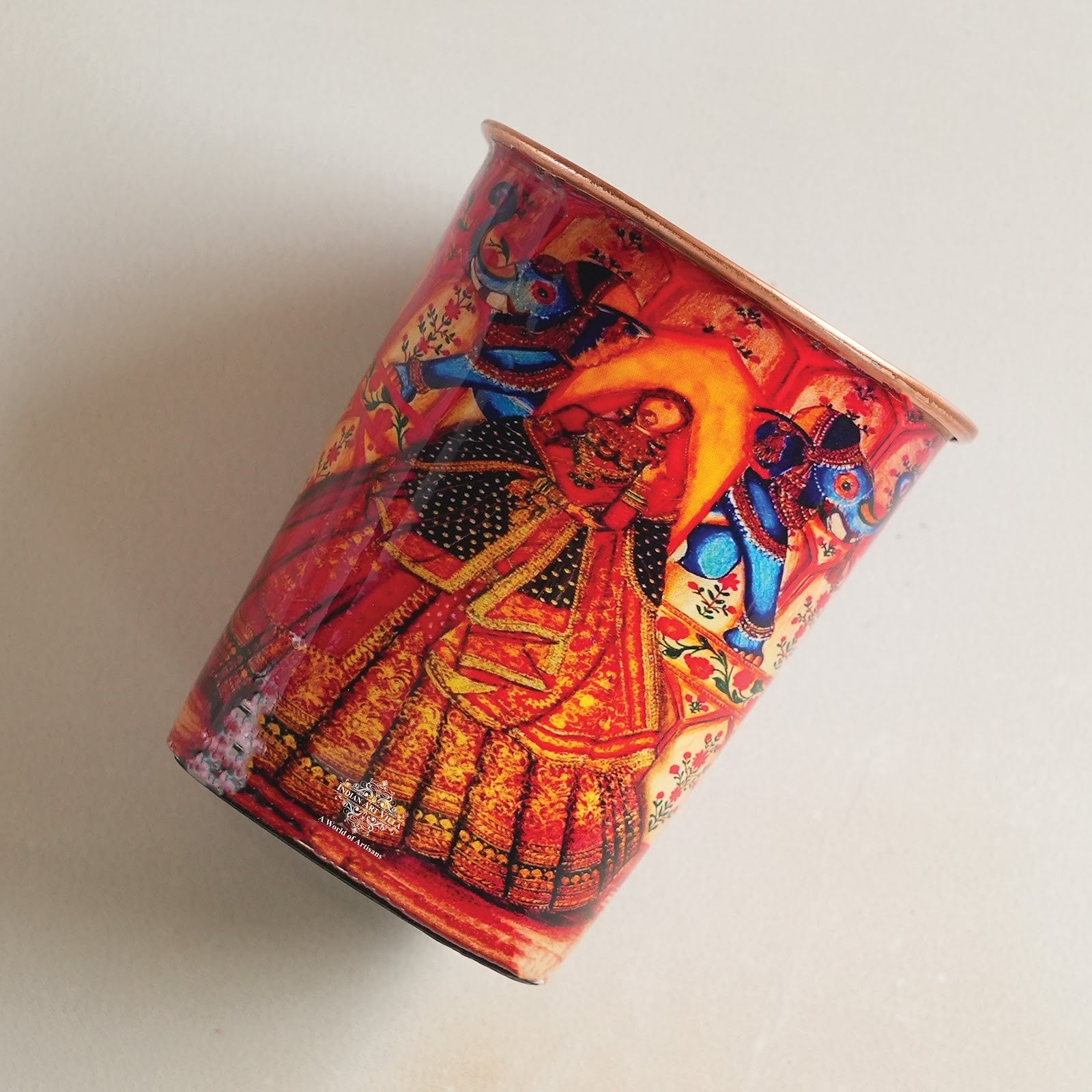 Pure Copper Glass Rajasthani Meena "Padharo Mhare Desh" Printed Theme