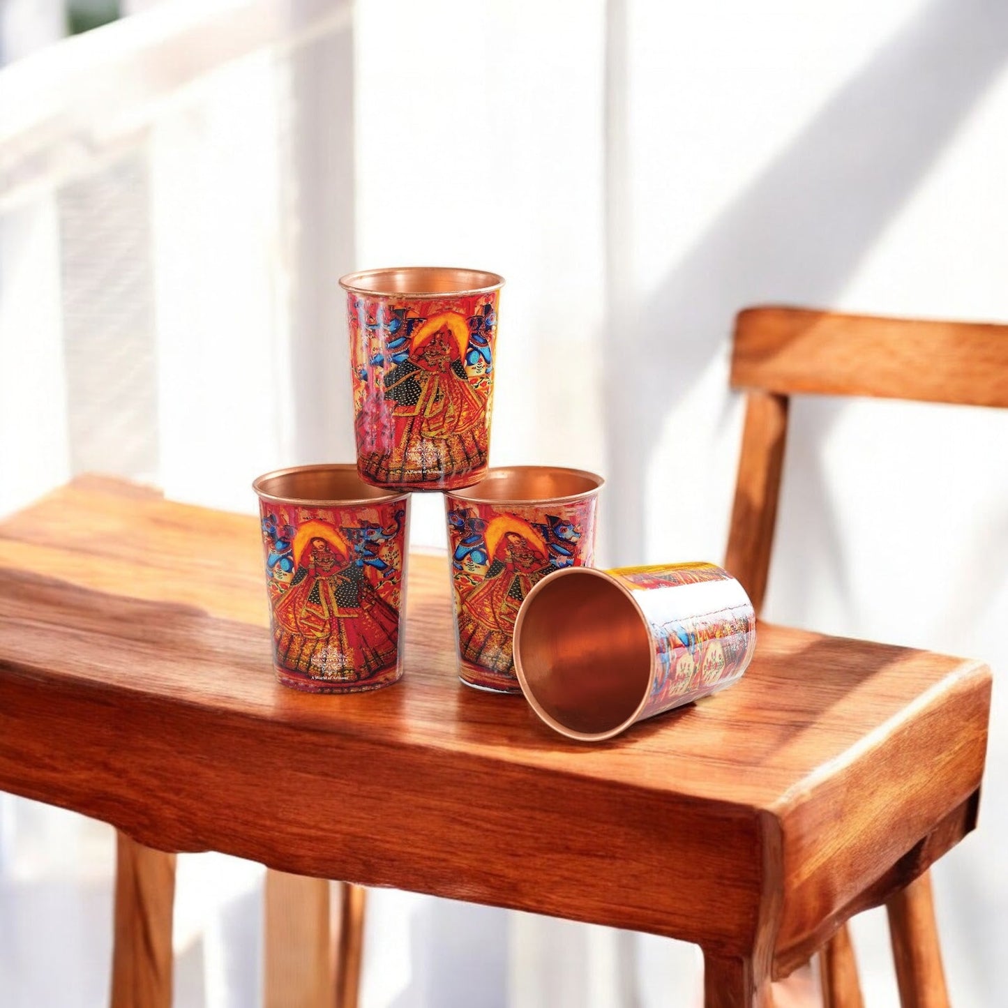 Pure Copper Glass Rajasthani Meena "Padharo Mhare Desh" Printed Theme